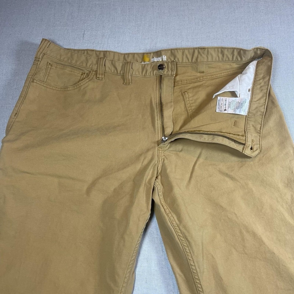 Carhartt Rugged Flex Relaxed Fit Canvas Work Pants Mens 44x30 Khaki‎ Ripstop - Picture 3 of 12